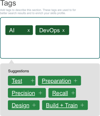 Final UI Design with less recommended tags from our machine learning model