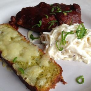 Unpulled pork, Caraway slaw, jalopeno cornbread